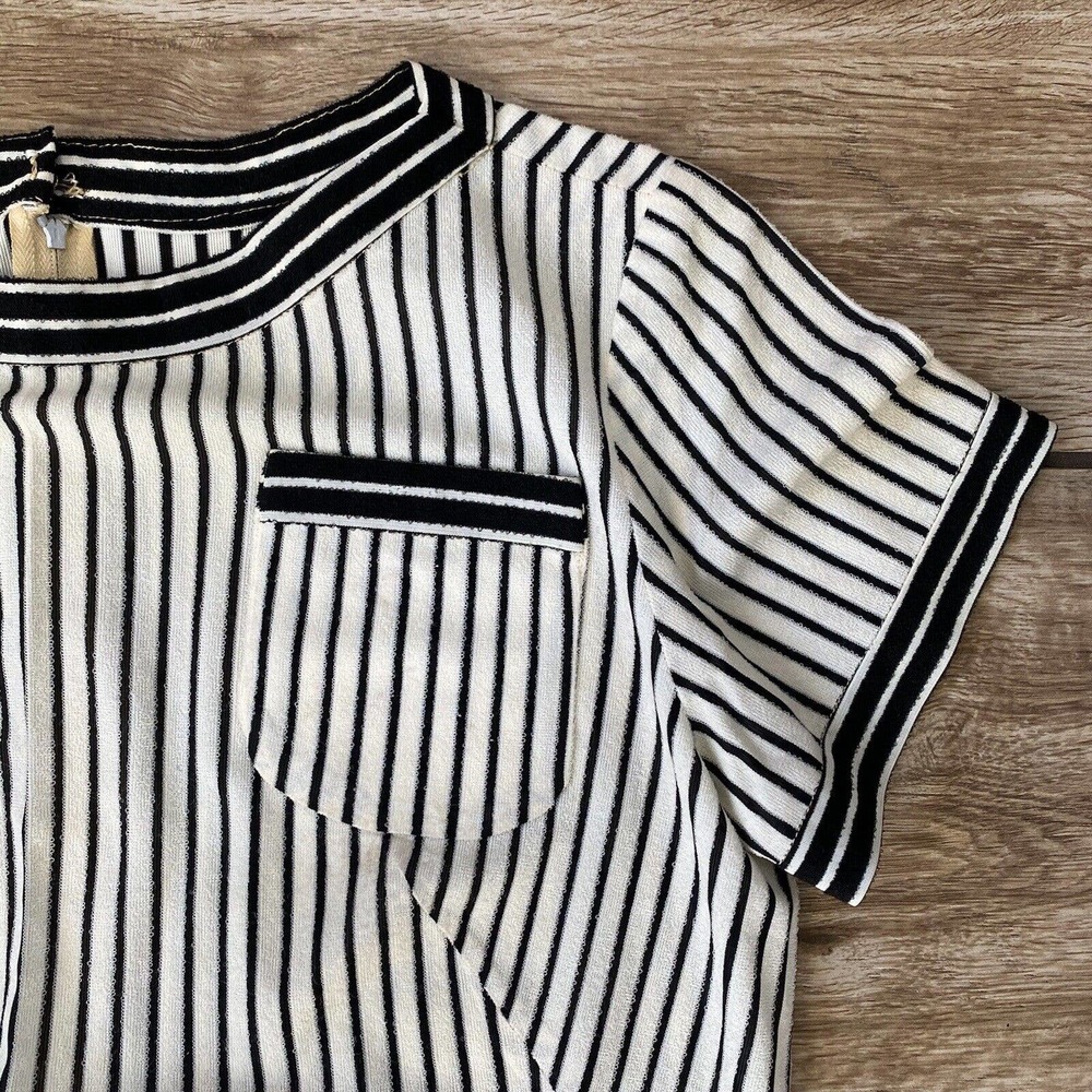 Vintage Black White Shear Stripe Dress - Picture 7 of 9